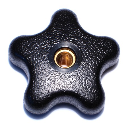 Midwest Fastener 5/16"-18 x 1-1/4" Black Plastic Coarse Thread Thru-Hole Star Knobs 2PK 78085